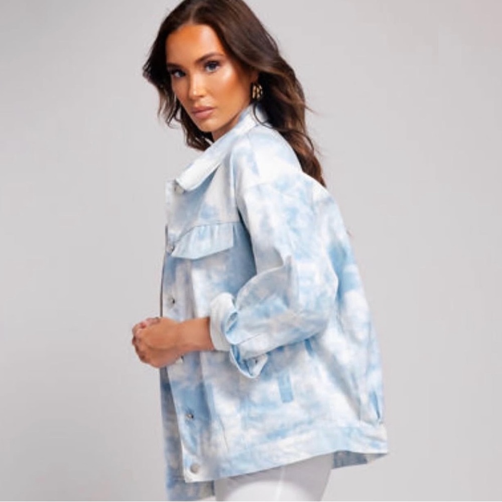 Kensie Light Blue Tie-Dye Jean Jacket